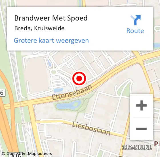Locatie op kaart van de 112 melding: Brandweer Met Spoed Naar Breda, Kruisweide op 3 augustus 2023 19:17