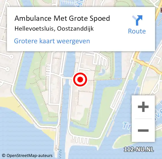 Locatie op kaart van de 112 melding: Ambulance Met Grote Spoed Naar Hellevoetsluis, Oostzanddijk op 3 augustus 2023 19:34