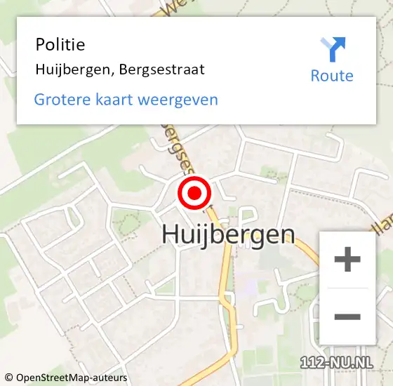 Locatie op kaart van de 112 melding: Politie Huijbergen, Bergsestraat op 3 augustus 2023 21:07