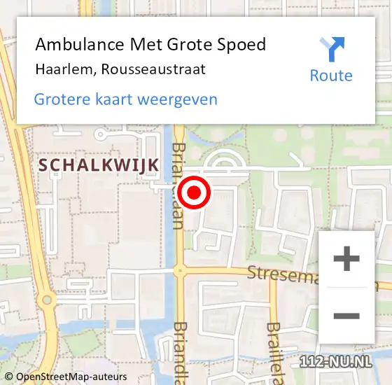 Locatie op kaart van de 112 melding: Ambulance Met Grote Spoed Naar Haarlem, Rousseaustraat op 3 augustus 2023 21:20