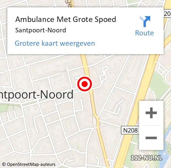 Locatie op kaart van de 112 melding: Ambulance Met Grote Spoed Naar Santpoort-Noord op 3 augustus 2023 21:54