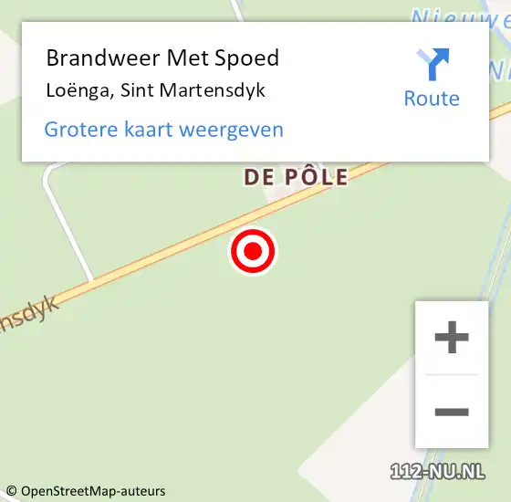 Locatie op kaart van de 112 melding: Brandweer Met Spoed Naar Loënga, Sint Martensdyk op 3 augustus 2023 22:21