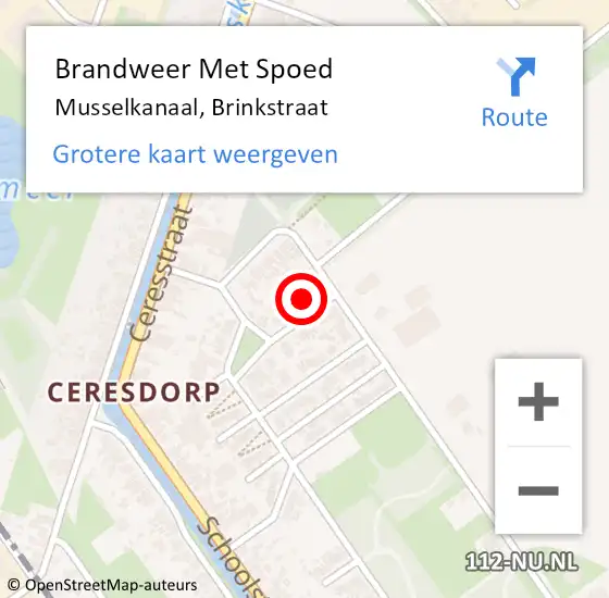 Locatie op kaart van de 112 melding: Brandweer Met Spoed Naar Musselkanaal, Brinkstraat op 3 augustus 2023 23:24