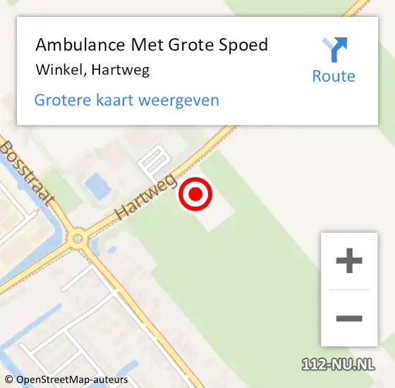 Locatie op kaart van de 112 melding: Ambulance Met Grote Spoed Naar Winkel, Hartweg op 4 augustus 2023 06:48