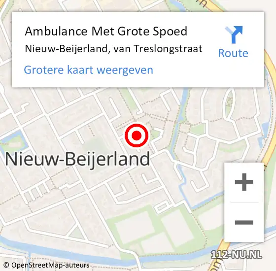 Locatie op kaart van de 112 melding: Ambulance Met Grote Spoed Naar Nieuw-Beijerland, van Treslongstraat op 4 augustus 2023 06:59