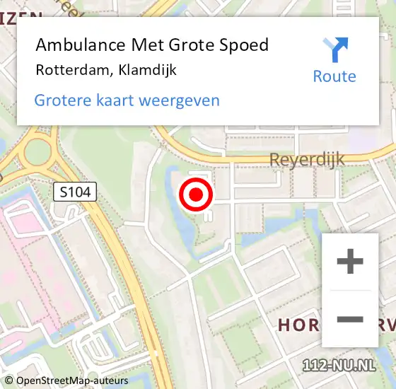 Locatie op kaart van de 112 melding: Ambulance Met Grote Spoed Naar Rotterdam, Klamdijk op 4 augustus 2023 08:33