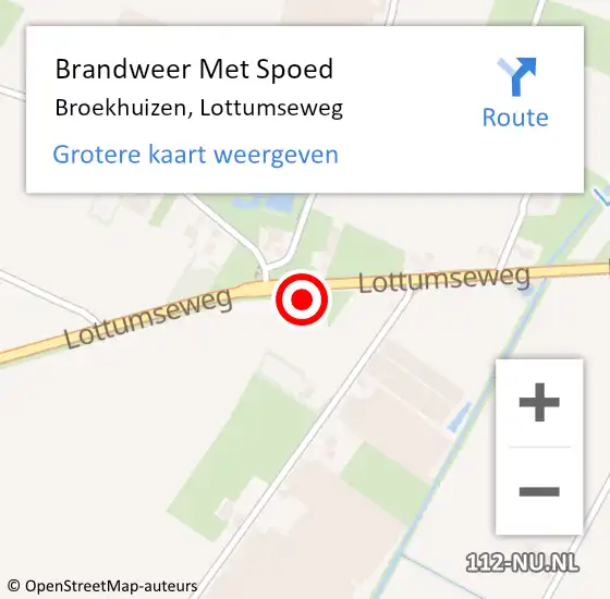 Locatie op kaart van de 112 melding: Brandweer Met Spoed Naar Broekhuizen, Lottumseweg op 4 augustus 2023 09:04