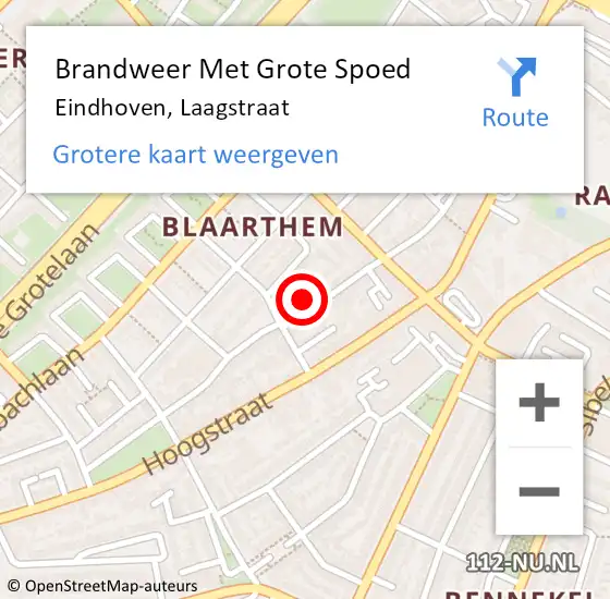 Locatie op kaart van de 112 melding: Brandweer Met Grote Spoed Naar Eindhoven, Laagstraat op 4 augustus 2023 10:12