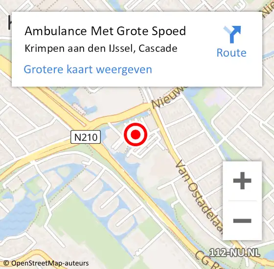 Locatie op kaart van de 112 melding: Ambulance Met Grote Spoed Naar Krimpen aan den IJssel, Cascade op 4 augustus 2023 10:43