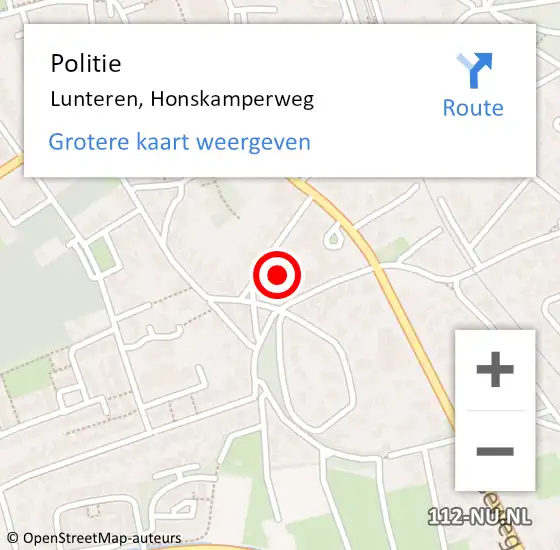Locatie op kaart van de 112 melding: Politie Lunteren, Honskamperweg op 4 augustus 2023 10:54