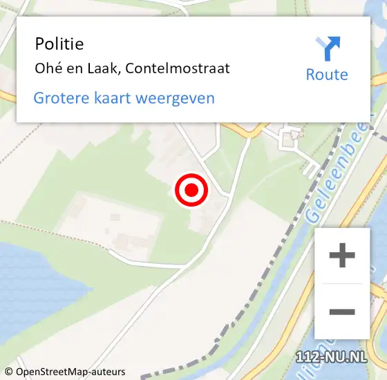 Locatie op kaart van de 112 melding: Politie Ohé en Laak, Contelmostraat op 4 augustus 2023 11:49