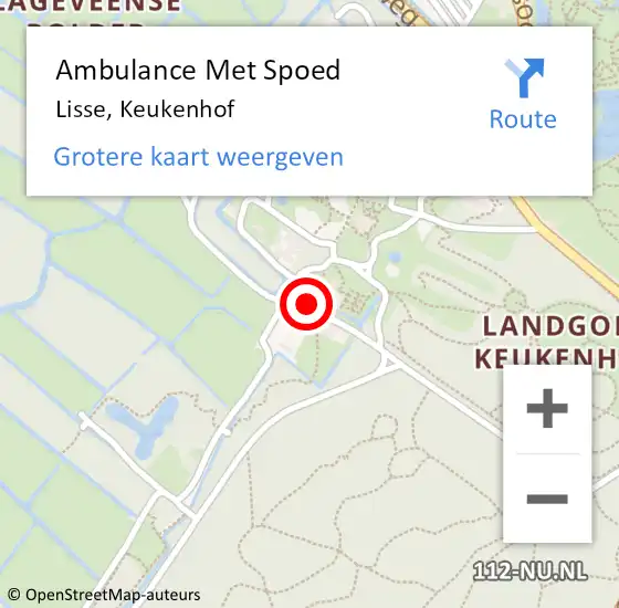 Locatie op kaart van de 112 melding: Ambulance Met Spoed Naar Lisse, Keukenhof op 4 augustus 2023 12:35