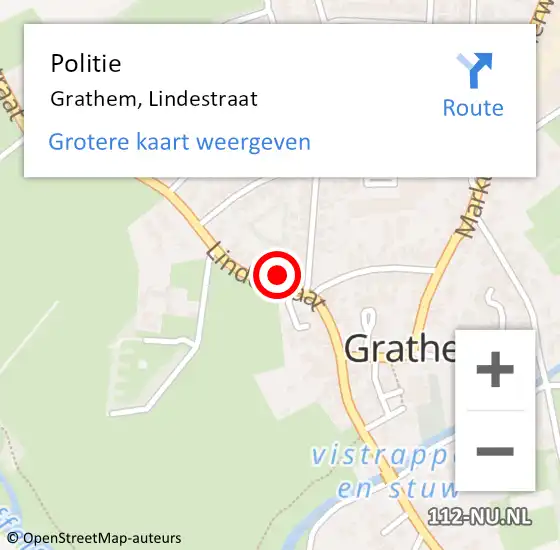 Locatie op kaart van de 112 melding: Politie Grathem, Lindestraat op 4 augustus 2023 13:59