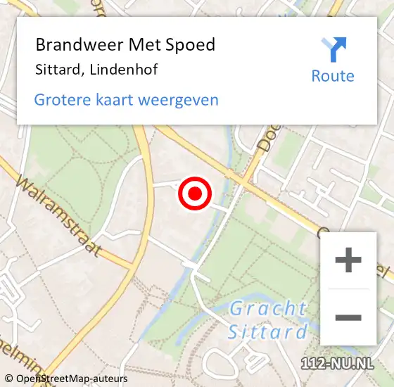 Locatie op kaart van de 112 melding: Brandweer Met Spoed Naar Sittard, Lindenhof op 4 augustus 2023 14:02