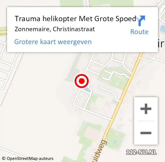 Locatie op kaart van de 112 melding: Trauma helikopter Met Grote Spoed Naar Zonnemaire, Christinastraat op 4 augustus 2023 14:22