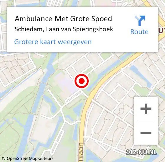 Locatie op kaart van de 112 melding: Ambulance Met Grote Spoed Naar Schiedam, Laan van Spieringshoek op 4 augustus 2023 14:48