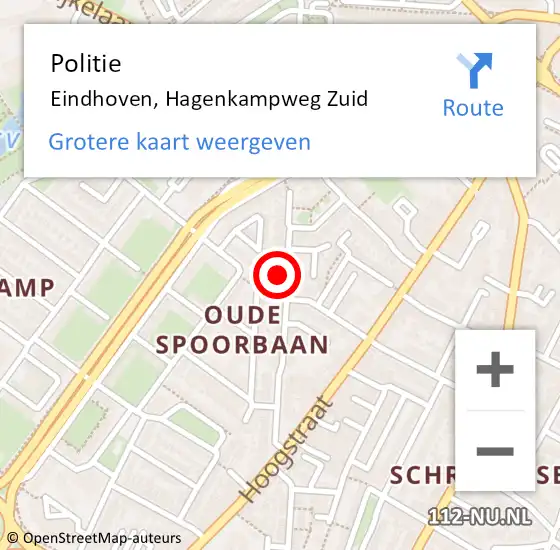 Locatie op kaart van de 112 melding: Politie Eindhoven, Hagenkampweg Zuid op 4 augustus 2023 15:12