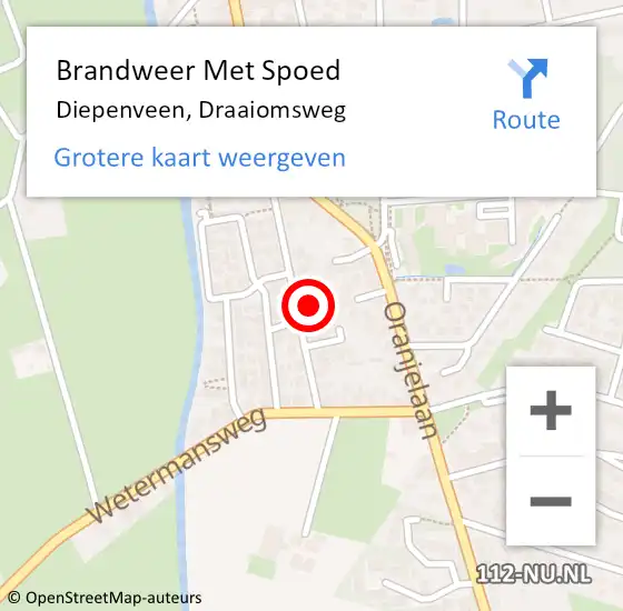 Locatie op kaart van de 112 melding: Brandweer Met Spoed Naar Diepenveen, Draaiomsweg op 4 augustus 2023 17:48