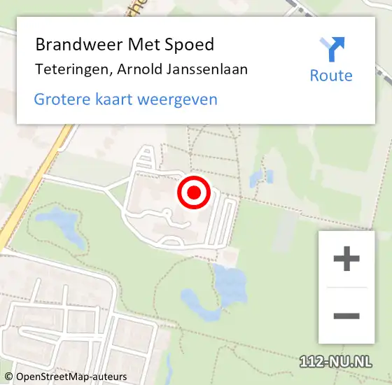 Locatie op kaart van de 112 melding: Brandweer Met Spoed Naar Teteringen, Arnold Janssenlaan op 4 augustus 2023 17:49