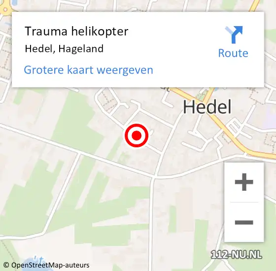 Locatie op kaart van de 112 melding: Trauma helikopter Hedel, Hageland op 4 augustus 2023 19:15