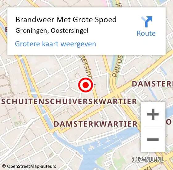 Locatie op kaart van de 112 melding: Brandweer Met Grote Spoed Naar Groningen, Oostersingel op 4 augustus 2023 20:18