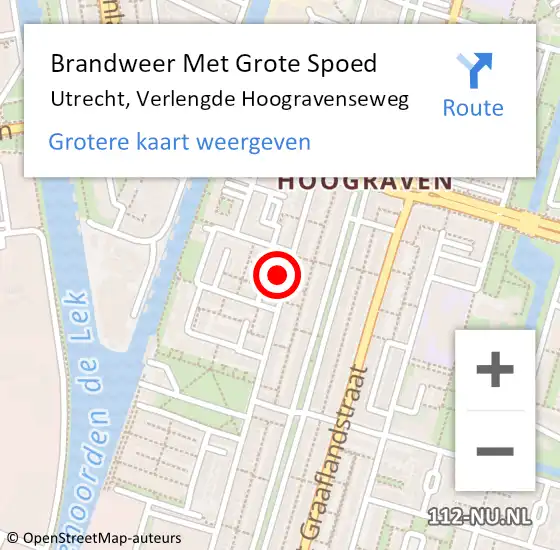 Locatie op kaart van de 112 melding: Brandweer Met Grote Spoed Naar Utrecht, Verlengde Hoogravenseweg op 4 augustus 2023 21:01