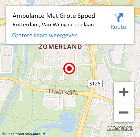 Locatie op kaart van de 112 melding: Ambulance Met Grote Spoed Naar Rotterdam, Van Wijngaardenlaan op 4 augustus 2023 23:38