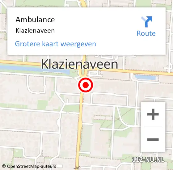 Locatie op kaart van de 112 melding: Ambulance Klazienaveen op 5 augustus 2023 01:01