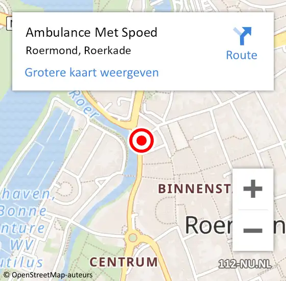 Locatie op kaart van de 112 melding: Ambulance Met Spoed Naar Roermond, Roerkade op 5 augustus 2023 01:49