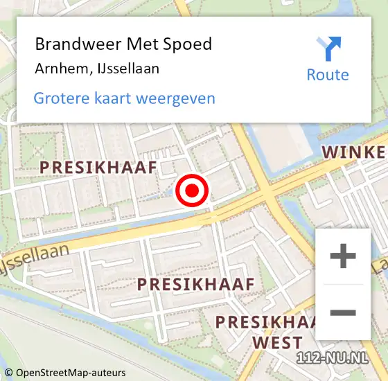 Locatie op kaart van de 112 melding: Brandweer Met Spoed Naar Arnhem, IJssellaan op 5 augustus 2023 03:51