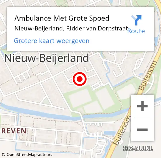 Locatie op kaart van de 112 melding: Ambulance Met Grote Spoed Naar Nieuw-Beijerland, Ridder van Dorpstraat op 5 augustus 2023 11:41