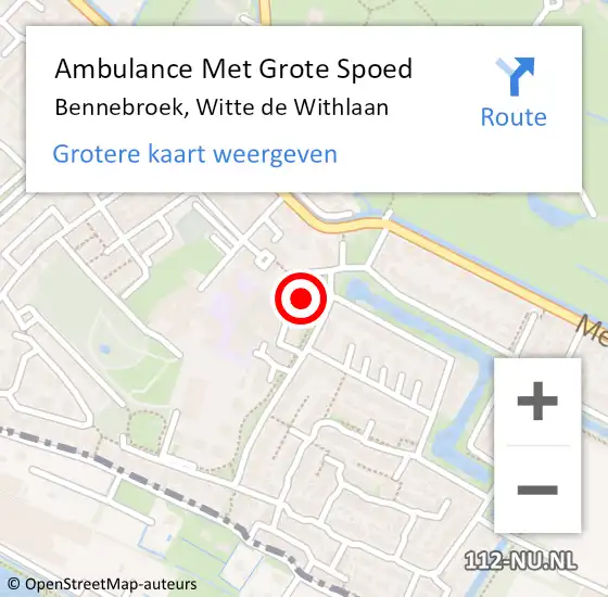 Locatie op kaart van de 112 melding: Ambulance Met Grote Spoed Naar Bennebroek, Witte de Withlaan op 5 augustus 2023 12:05