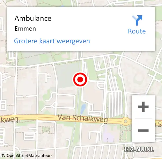 Locatie op kaart van de 112 melding: Ambulance Emmen op 5 augustus 2023 13:42