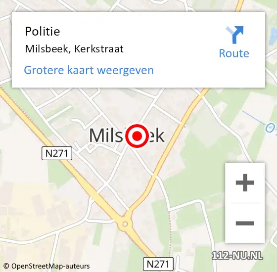 Locatie op kaart van de 112 melding: Politie Milsbeek, Kerkstraat op 5 augustus 2023 14:08