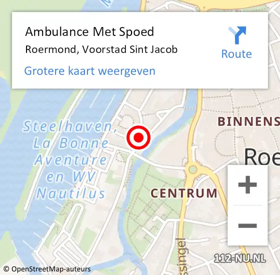 Locatie op kaart van de 112 melding: Ambulance Met Spoed Naar Roermond, Voorstad Sint Jacob op 5 augustus 2023 14:10