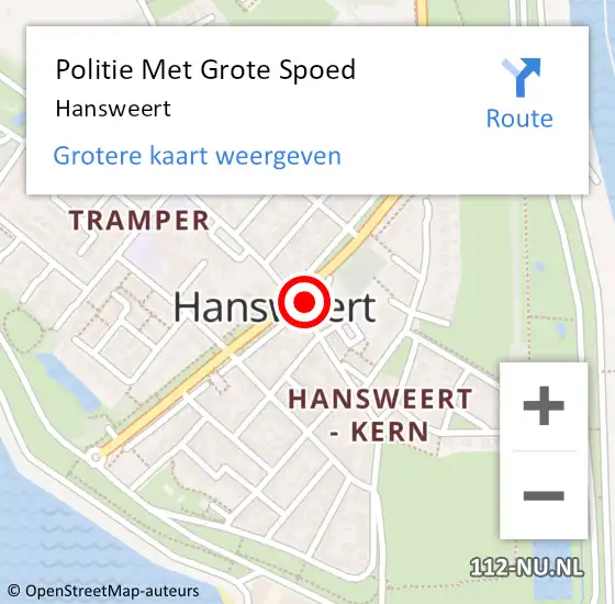 Locatie op kaart van de 112 melding: Politie Met Grote Spoed Naar Hansweert op 5 augustus 2023 15:18