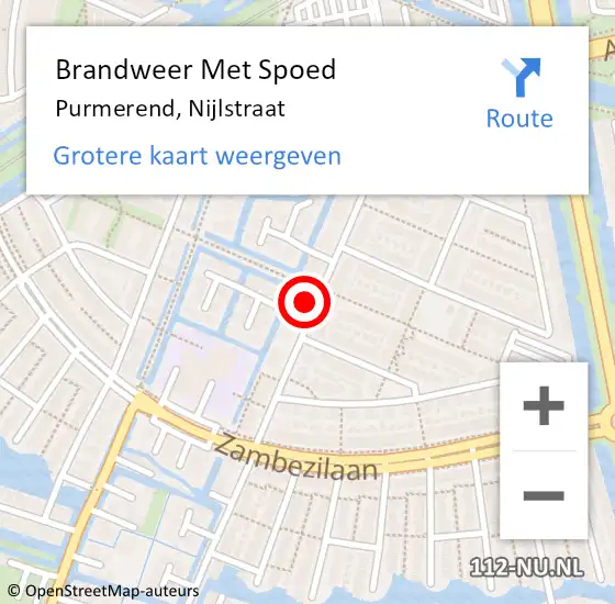 Locatie op kaart van de 112 melding: Brandweer Met Spoed Naar Purmerend, Nijlstraat op 5 augustus 2023 15:29
