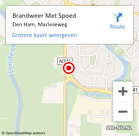 Locatie op kaart van de 112 melding: Brandweer Met Spoed Naar Den Ham, Marleseweg op 5 augustus 2023 15:49