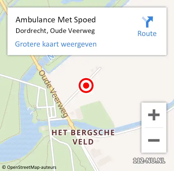 Locatie op kaart van de 112 melding: Ambulance Met Spoed Naar Dordrecht, Oude Veerweg op 5 augustus 2023 16:56
