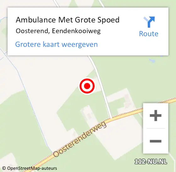 Locatie op kaart van de 112 melding: Ambulance Met Grote Spoed Naar Oosterend, Eendenkooiweg op 5 augustus 2023 17:23