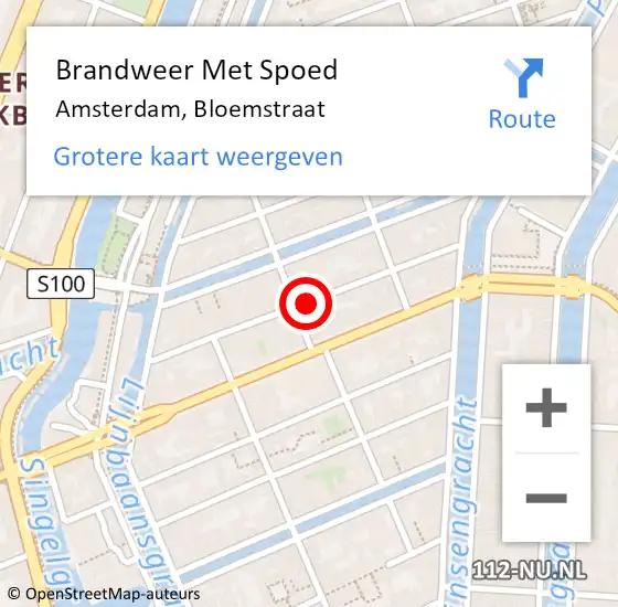 Locatie op kaart van de 112 melding: Brandweer Met Spoed Naar Amsterdam, Bloemstraat op 5 augustus 2023 17:36
