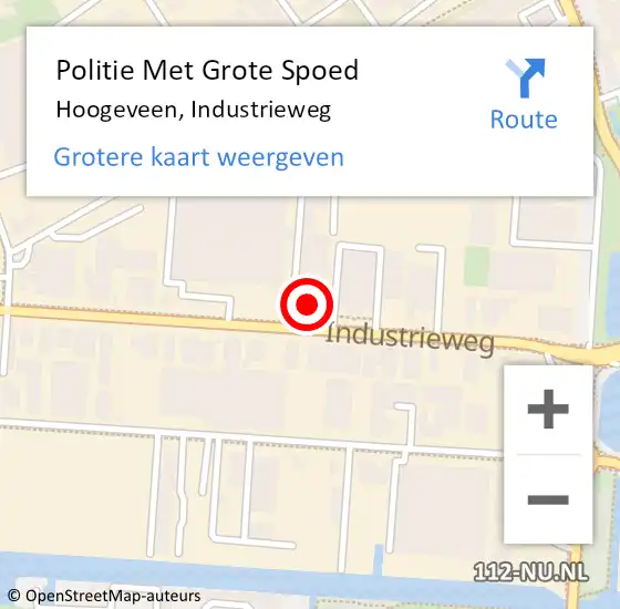 Locatie op kaart van de 112 melding: Politie Met Grote Spoed Naar Hoogeveen, Industrieweg op 5 augustus 2023 18:02
