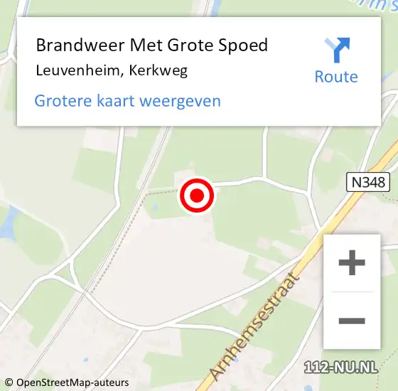 Locatie op kaart van de 112 melding: Brandweer Met Grote Spoed Naar Leuvenheim, Kerkweg op 5 augustus 2023 18:04
