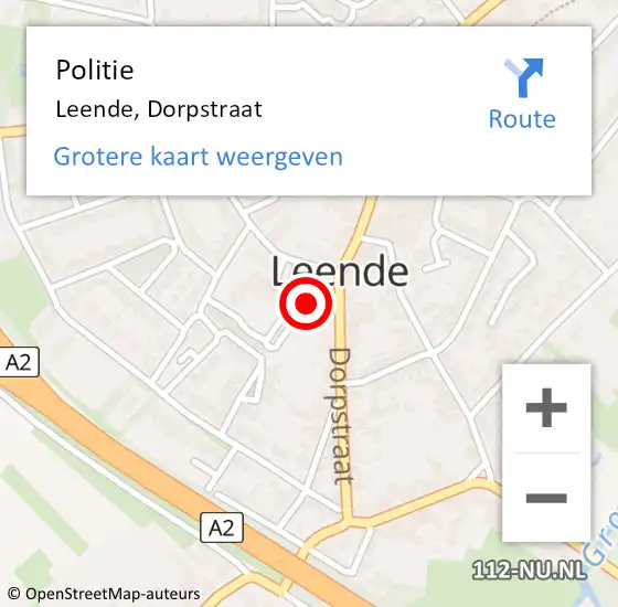 Locatie op kaart van de 112 melding: Politie Leende, Dorpstraat op 5 augustus 2023 18:11