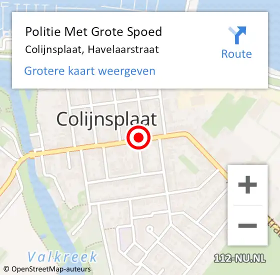 Locatie op kaart van de 112 melding: Politie Met Grote Spoed Naar Colijnsplaat, Havelaarstraat op 5 augustus 2023 18:35