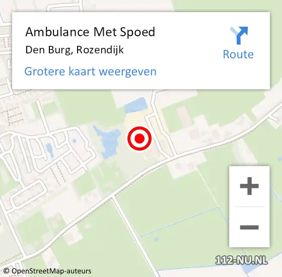 Locatie op kaart van de 112 melding: Ambulance Met Spoed Naar Den Burg, Rozendijk op 5 augustus 2023 18:50