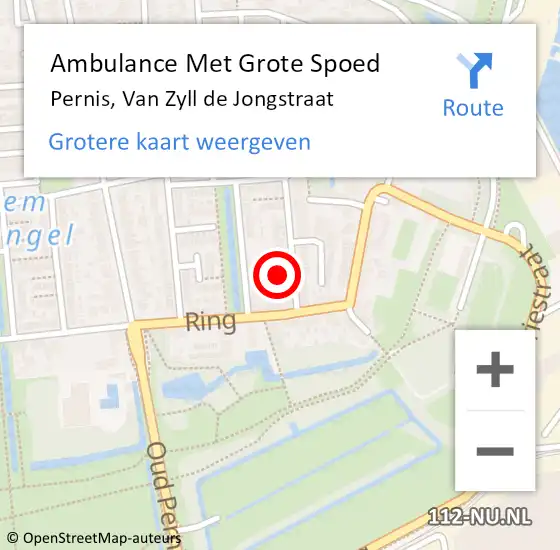 Locatie op kaart van de 112 melding: Ambulance Met Grote Spoed Naar Pernis, Van Zyll de Jongstraat op 5 augustus 2023 19:45