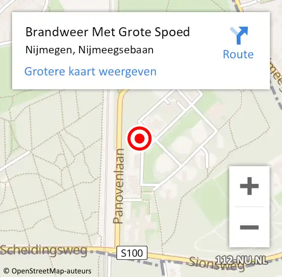 Locatie op kaart van de 112 melding: Brandweer Met Grote Spoed Naar Nijmegen, Nijmeegsebaan op 5 augustus 2023 21:01