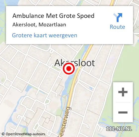 Locatie op kaart van de 112 melding: Ambulance Met Grote Spoed Naar Akersloot, Mozartlaan op 5 augustus 2023 21:03