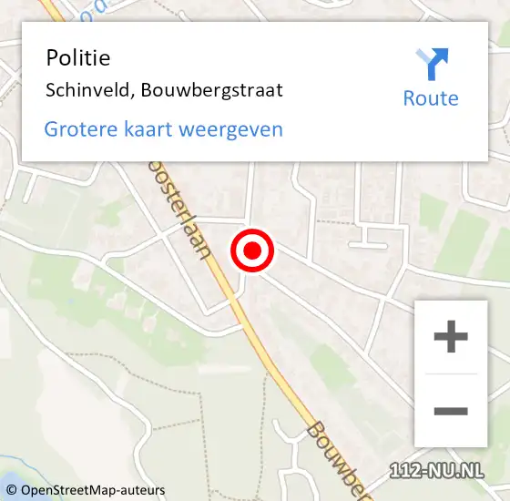 Locatie op kaart van de 112 melding: Politie Schinveld, Bouwbergstraat op 5 augustus 2023 21:05
